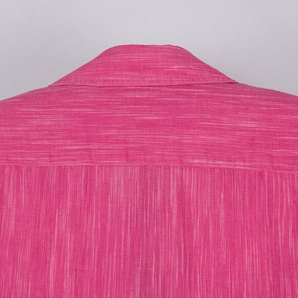 Coldwater Creek Women's 100% Linen Top MEDIUM Colorful Pink Beach Coastal Casual - Picture 7 of 8